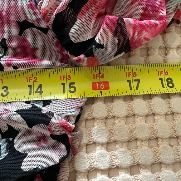 WHBM Y2K Ribbed Floral Blouse Semi-Sheer Lined Coquette V-Neck Whimsigoth - Picture 7 of 8